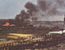 Le 10 juillet 1941, Vitebsk est occupée par les Allemands après que l'Armée rouge l'eut incendiée Le 10 juillet 1941, Vitebsk est occupée par les Allemands après que l'Armée rouge l'eut incendiée