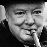Winston Churchill et son cigare (30 novembre 1874, palais de Blenheim -  24 janvier 1965, Londres)
