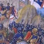 La bataille de Crecy (miniature des chroniques de Jean Froissart (XVe si&egrave;cle)