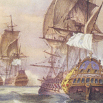 La flotte de Duguay-Trouin &agrave; l'attaque de Rio (1711), peinture de F. Perrot