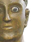 Le dieu de Bouray, statue en bronze de 48 cm, d&eacute;couverte en 1845 pr&egrave;s d'&eacute;tampes (mus&eacute;e de Saint-Germain-en-Laye)