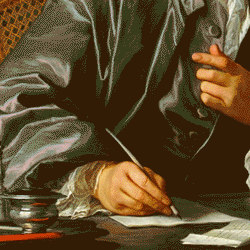 Denis Diderot (d&eacute;tail, 1767, Louis-Michel van Loo, mus&eacute;e du Louvre