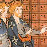 Philippe Auguste et Richard 1er se querellent &agrave; Messine (chroniques de France, XIVe si&egrave;cle, BNF)