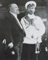 Le pr&eacute;sident Raymond Poincar&eacute; et le tsar Nicolas II sur le yacht Alexandria en juillet 1914