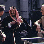 Ibn S&eacute;oud et Roosevelt sur le Quincy