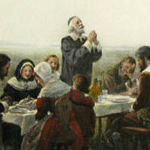 Le premier repas de Thanksgiving (novembre 1621), par Jean Leon Gerome Ferris
