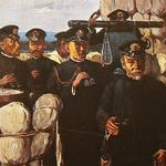 L'amiral Togo sur le pont du Mikasa (peinture japonaise)