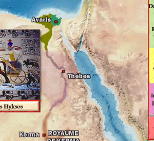 &eacute;gypte : la 2e p&eacute;riode interm&eacute;diaire, une carte anim&eacute;e de Vincent Boqueho pour Herodote.net