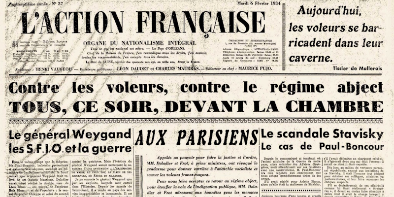 UNE du journal Action française le 6 février 1934