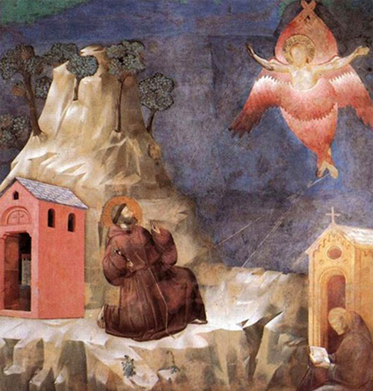 Saint Francois recevant les stigmates de la Passion, Giotto, Italie, basilique d'Assise.