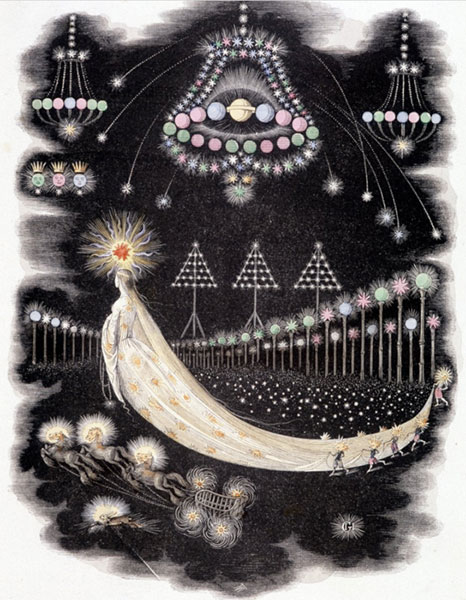 Jean-Jacques Grandville, Pérégrinations d'une comète, illustration du livre Les Étoiles, fééries, 1849, Paris, BnF.