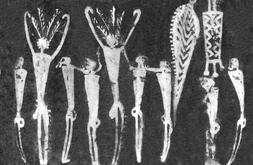 Figures représentant des guerriers et leurs prisonniers, culture de Nagada, vers 3700 av. J.-C.