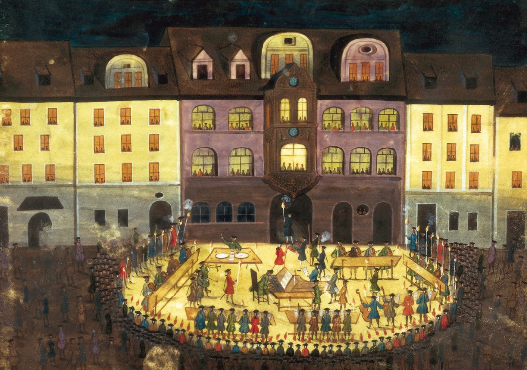 Ecole allemande, Musique du soir dans un collège musical de Hambourg, vers 1740, Hambourg.