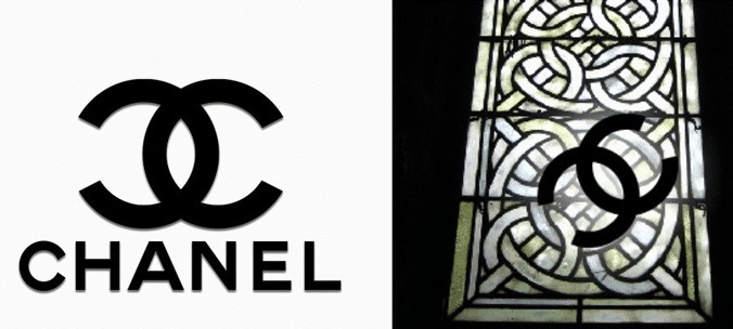 Le logo Chanel et un vitrail cistercien qui a pu l'inspirer