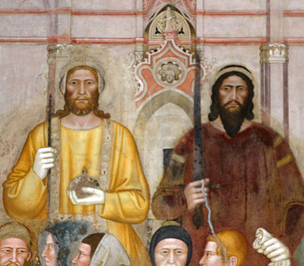 Andrea di Bonaiuto, Via veritas (détail), vers 1366, chapelle des Espagnols, basilique Santa Maria Novella, Florence. Pierre Ier de Chypre (en jaune). À ses côtés, Amédée VI de Savoie. Agrandissement : Isabelle de Portugal, duchesse de Bourgogne, XVe siècle, musée des Beaux-Arts de Dijon.