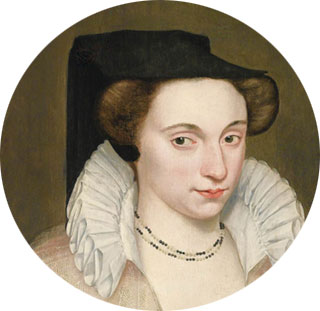 François Quesnel, Portrait de femme en noir, fin XVIe siècle, coll. part. Agrandissement : D'après Etienne Dumonstier, Portrait de Marguerite de France, reine de Navarre, fin XVIe siècle, Le Puy-en-Velay, musée Crozatier.
