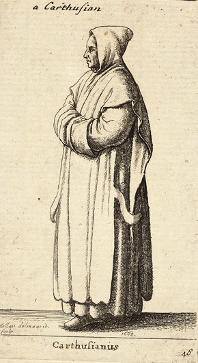 Moine des Chartreux par Wenceslas Hollar. Les Chartreux (ordre fondé au XIème siècle) vivent dans un silence presque absolu.