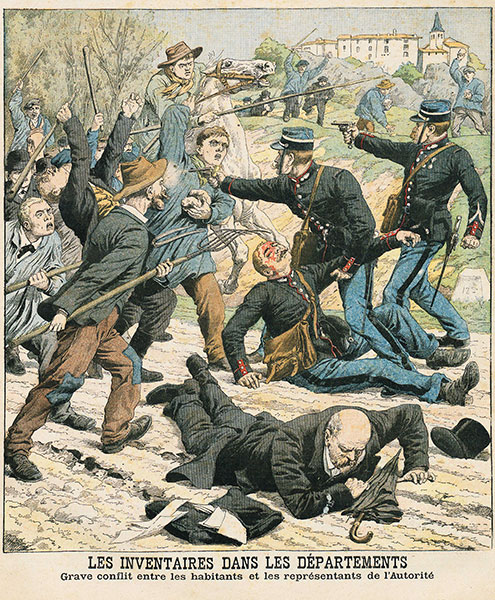 Les inventaires des biens de l?Église, Le Petit Journal, supplément illustré, 18 mars 1906, Paris, BnF.