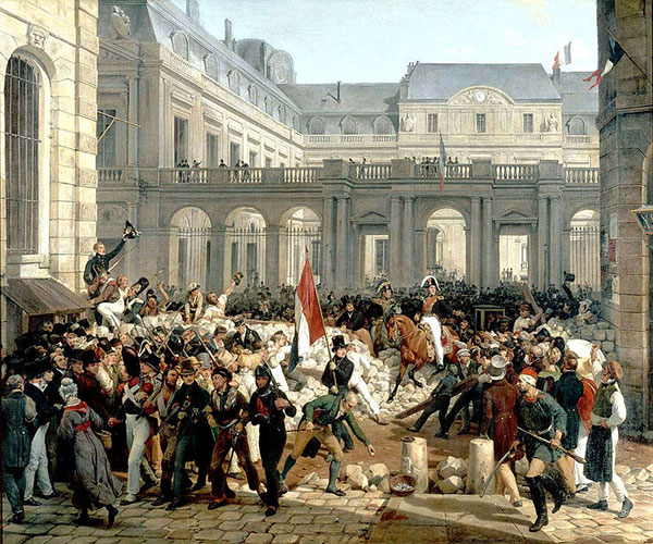 Le Duc d'Orléans quitte le Palais-Royal pour se rendre à l'Hôtel de Ville, le 31 juillet 1830 Horace Vernet, 1832, Château de Versailles. Agrandissement : Ary Scheffer, Louis-Philippe prêtant serment devant les Chambres, le 9 août 1830, Paris, musée Carnavalet.