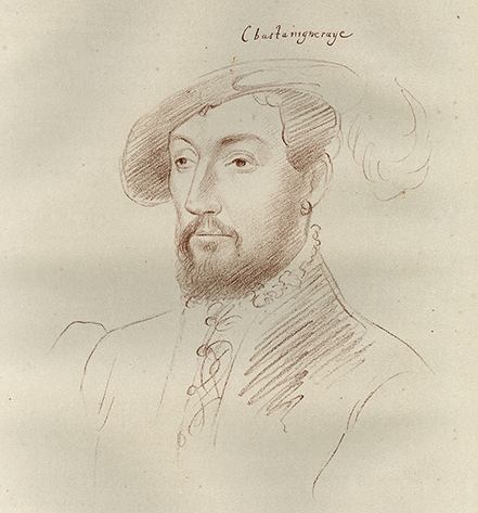 François de Vivonne, La Chataigneraie, Clouet, 1540, Chantilly, musée Condé. Agrandissement : Guy Chabot, baron de Jarnac, Léonard Limosin, émail sur cuivre, New York, The Frick Collection.