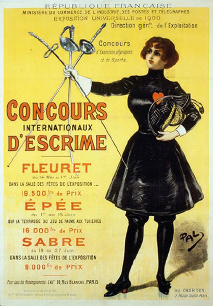 Jean de Paleologu, dit Pal, Affiche pour les Concours Internationaux d'escrime de l'Exposition universelle de 1900, Nice, musée national du Sport © François Fernandez Nice - ADAGP, 2024.