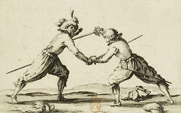 Le duel à l'épée, Jacques Callot, 1617, Paris, BnF, Gallica.