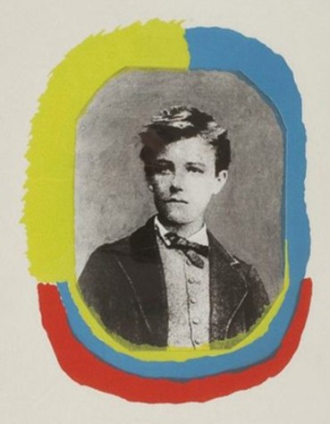 Sonia Delaunay, Portrait d'Arthur Rimbaud, ADAGP, Paris 2019. L'agrandissement montre une installation d'Ottmar H&ouml;rl en 2004 sur la place Ducale &agrave; Charleville-M&eacute;zi&egrave;res compos&eacute;e de 800 bustes d'Arthur Rimbaud pour le 150e anniversaire de la naissance du po&egrave;te.