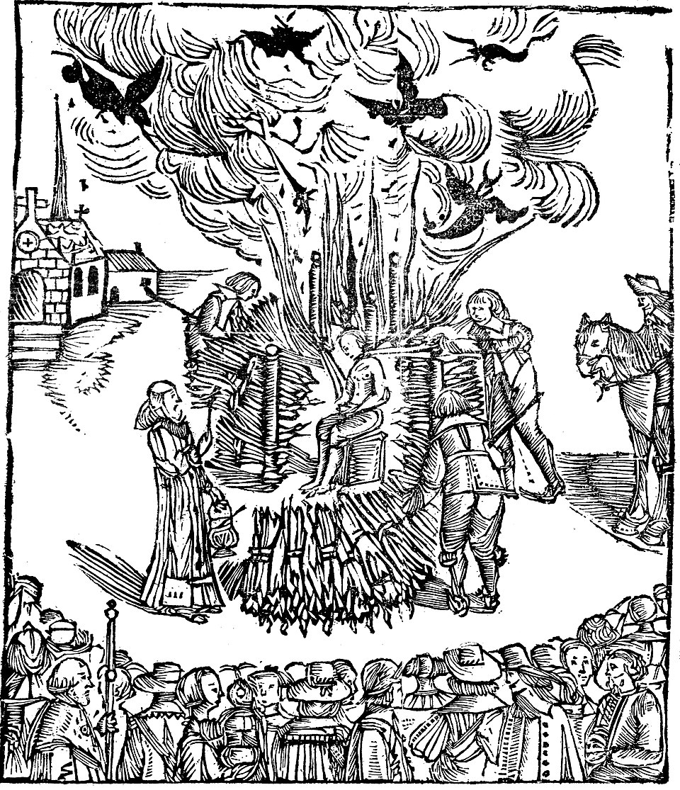 Exécution d'Urbain Grandier à Loudun le 18 août 1634 (estampe angevine de 1634)