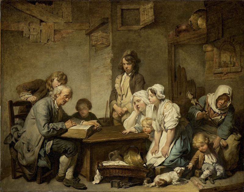 La Lecture de la Bible (Un père de famille qui lit la Bible à ses enfants). 1755 Greuze, Jean-Baptiste, Musée du Louvre, Département des Peintures
