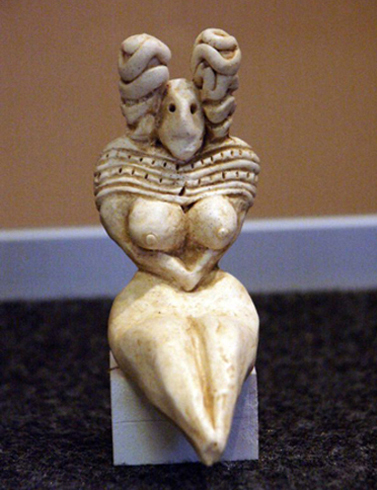 Statuettes féminines de l'art du Mehrgarh, vers 3000 av. J.-C., Pakistan. Agrandissement : Portrait d'un homme Harappa, musée national de New Dehli.