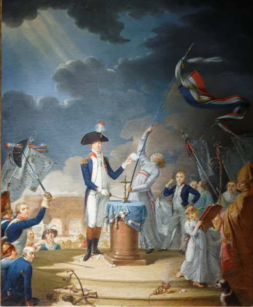 Le serment de La Fayette &agrave; la f&ecirc;te de la F&eacute;d&eacute;ration, 1791, Paris, mus&eacute;e Carnavalet.