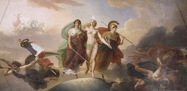 Fran&ccedil;ois-&Eacute;douard Picot, La V&eacute;rit&eacute;, accompagn&eacute;e de la Justice et de la Sagesse, prot&eacute;geant la France contre l'Hypocrisie, le Fanatisme et la Discorde : all&eacute;gorie des r&eacute;sultats de la R&eacute;volution de 1830 (1835), ch&acirc;teau de Versailles.