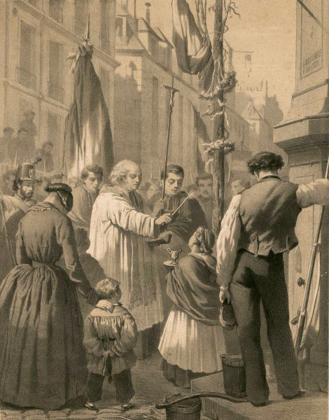 B&eacute;n&eacute;diction d'un arbre de la Libert&eacute; par un pr&ecirc;tre catholique, pendant la R&eacute;publique de 1848, Paris, BnF, Gallica. Agrandissement : Erection d'un arbre de la libert&eacute;, Etienne B&eacute;ricourt, Paris, mus&eacute;e Carnavalet.