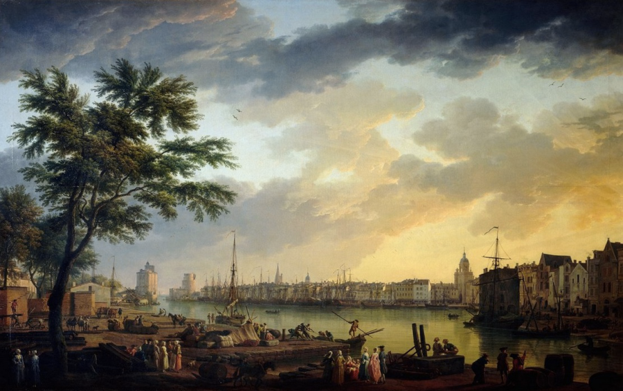 Joseph Vernet, Vue du Port de La Rochelle, prise de la petite Rive, 1762, Paris, musée de la Marine ; agrandissement : Camille Corot, Le Port de La Rochelle, 1851, Yale, University Art Gallery.