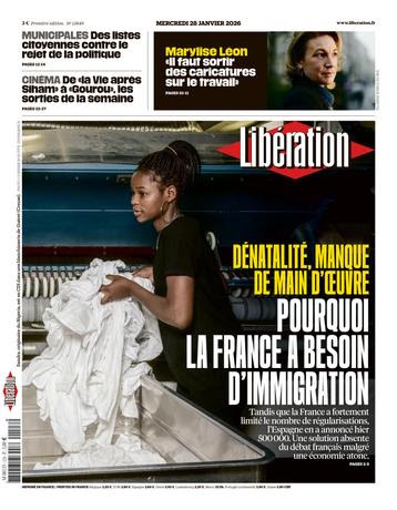 couverture de Libération, 28 janvier 2026