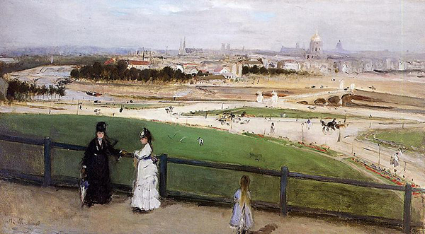 Berthe Morisot, Vue de Paris hauteurs du Trocadéro, 1871-1873, Californie, Santa Barbara Museum of Art.Agrandissement : Berthe Morisot, La Lecture (Edma lisant), 1873, Cleveland Museum of Art.