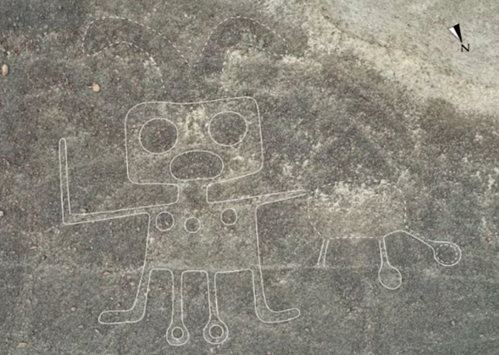 Géoglyphe représentant le dieu Ser Oculado, région de Nazca, 100 avant J.-C. à 700 après J.-C.