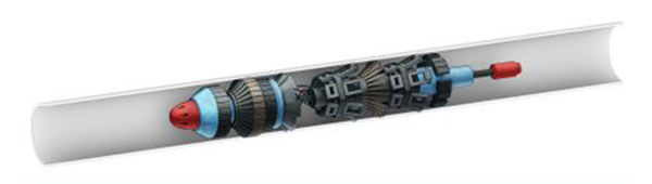 PIG train dissimul&eacute; &agrave; l'Int&eacute;rieur d?un tuyau du gazoduc NS1 [cr&eacute;dit NORD STREAM].