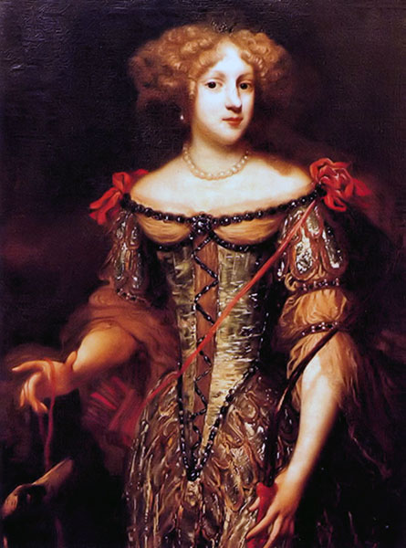 Anonyme, Élisabeth-Charlotte à l'époque de son mariage, vers 1670, Allemagne, Palais de la Fasanerie à Eichenzell. Agrandissement : Louis Ferdinand Elle, Philippe d'Orléans duc de Chartres, 1673, Potsdam, Fondation des châteaux et jardins prussiens de Berlin-Brandebourg.