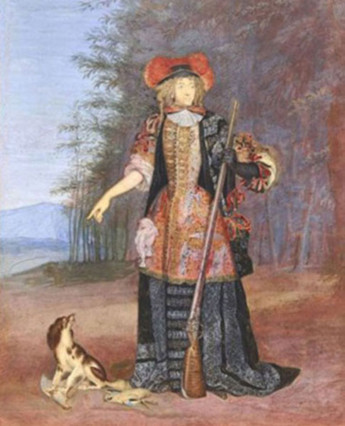 Joseph Werner le Jeune, Élisabeth-Charlotte de Bavière, duchesse d'Orléans, dite la Palatine, vers 1671, Château de Versaille. Agrandissement : Pierre Mignard, Portrait de Liselotte de Palatina, XVIIe siècle, musée d'Art et d'Histoire de Narbonne.