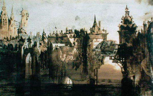 Ville au pont rompu, Victor Hugo, 1847. Agrandissement : Souvenir des Vosges. Burg de Hugo-Tête d'aigle, Victor Hugo, 1850. 