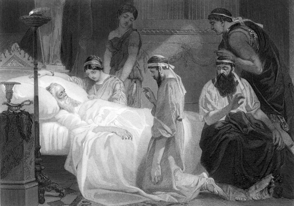 Mort de Périclès, 429 av. J.-C., estampe d'Alonzo Chapelle, XIXe siècle.