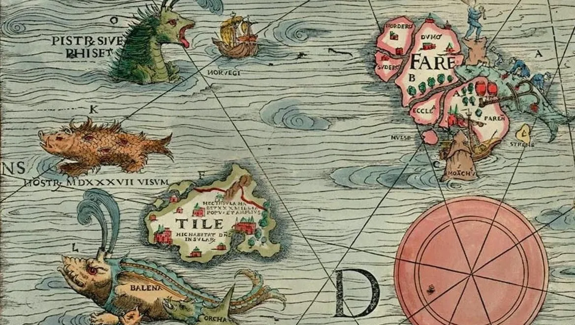 Représentation de Thulé (détail de la Carta Marina d'Olaus Magnus publiée en 1539)