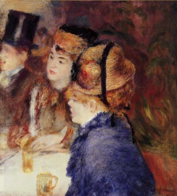 Au Café (Auguste Renoir, 1877) ; agrandissement : Au Café ou L'Absinthe (Edgar Degas, 1876)