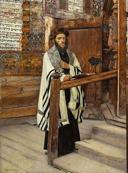 Isidor Kaufmann, Rabbin lisant sur le parvis du temple, vers 1921. 