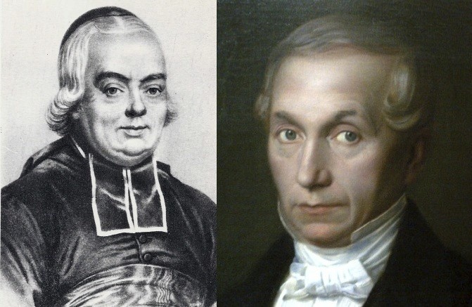 À gauche Charles Michel de l'Epée (1712-1789) et à droite Ferdinand Berthier (1803-1886)