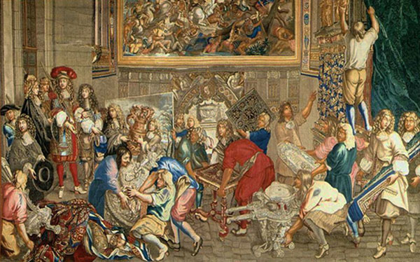 Charles Le Brun, Louis XIV visitant la Manufacture des Gobelins, 1673, Château de Versailles.
