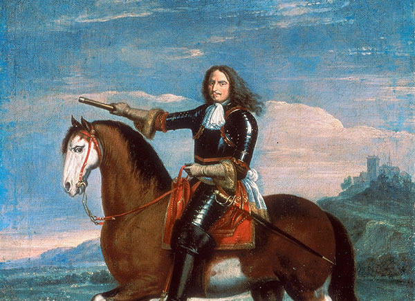 Portrait équestre de Henri de la Tour d'Auvergne, vicomte de Turenne, Adam François van der Meulen, XVIIe siècle, Moscou, musée des Beaux-Arts Pouchkine. Agrandissement : Portrait équestre du vicomte de Turenne, Entourage de Charles Le Brun, XVIIe siècle, collection privée.