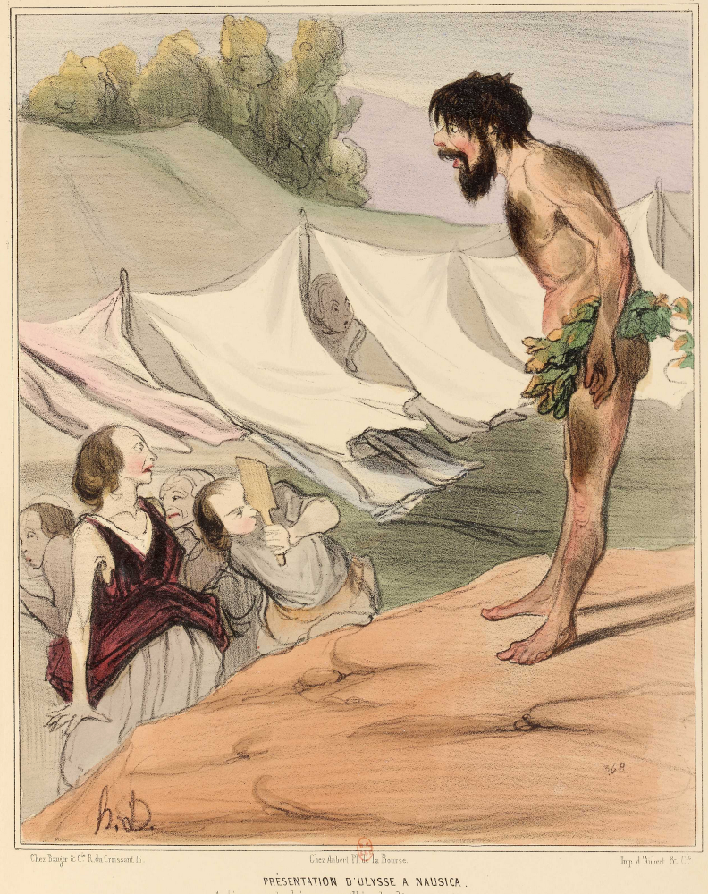 Présentation d'Ulysse à Nausicaa, illustration d'Honoré Daumier pour l'Histoire ancienne, 1841-1843, Paris, BnF.