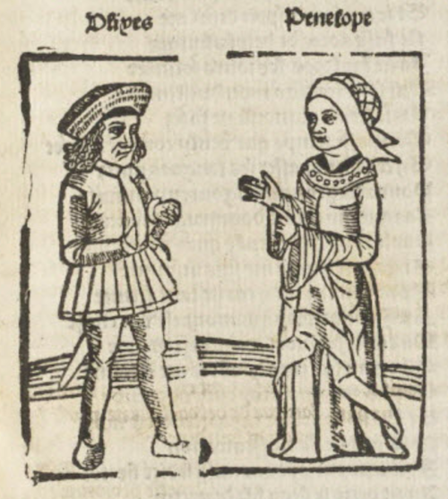 Ulysse et Pénélope, illustration des Héroïdes d'Ovide, 1525, Paris, BnF.